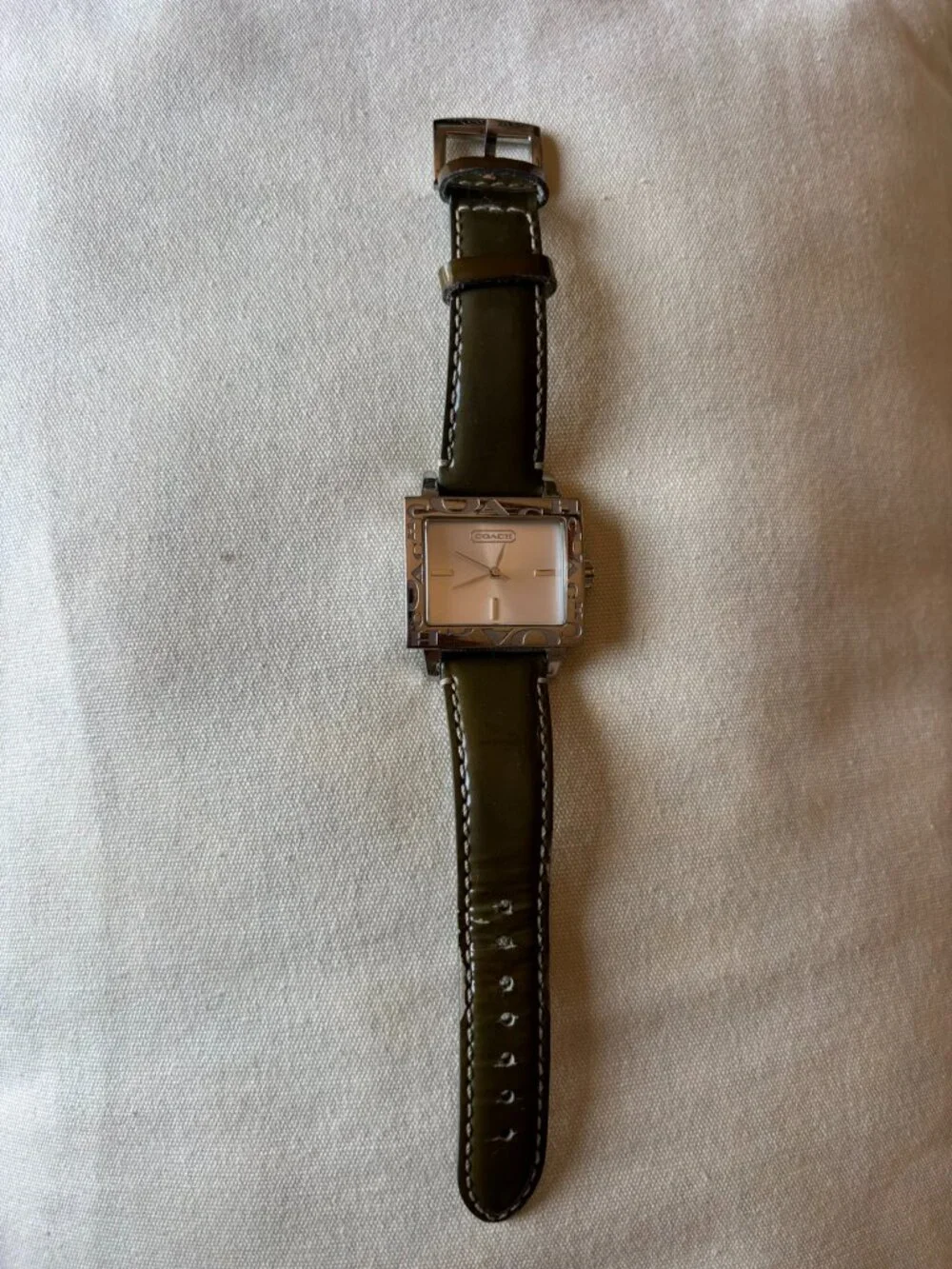 Vintage Coach Signature Square Watch – Stainless Steel, Leather